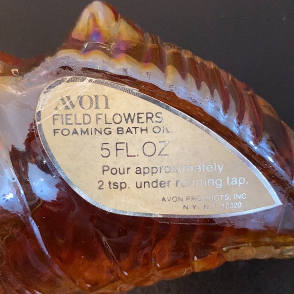 Vintage Avon Iridescent Glass Seashell with Field Flowers Foaming Bath Oil - Picture 5 of 6